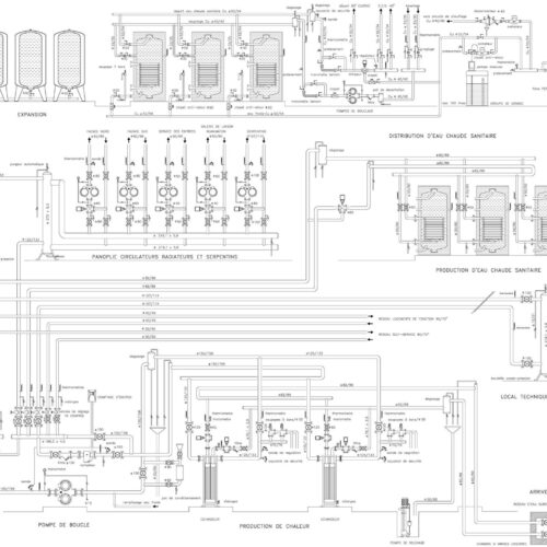 Sous-station d’eau surchauffée et équipements thermiques CVC Firminy